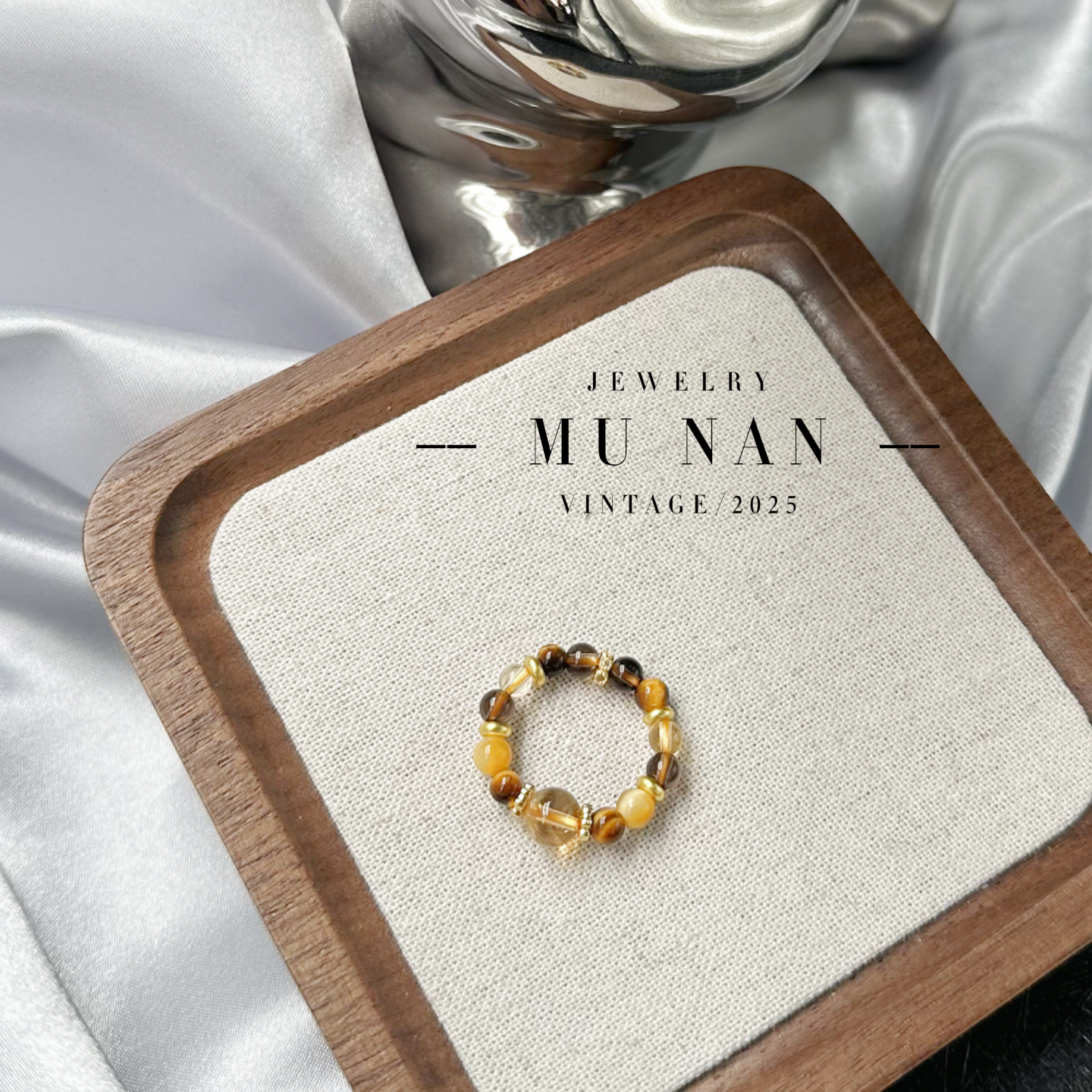 钱多多水晶招财串珠戒指