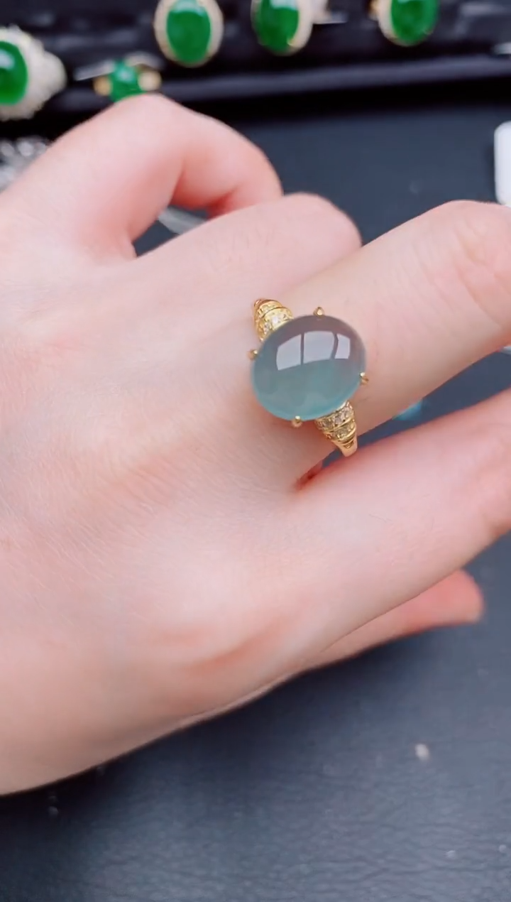 【闪购商品】翡翠戒指银S925镶嵌天然a货翡翠366