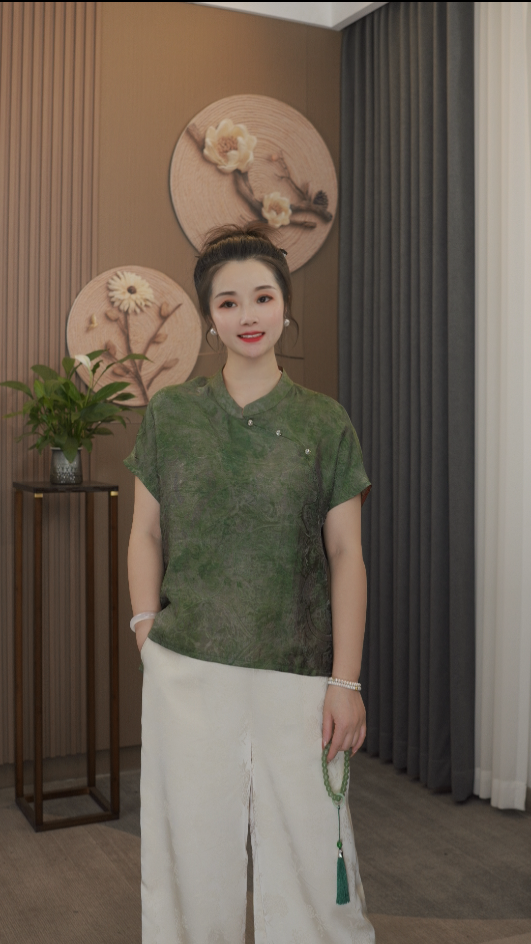 淇然原创【忘忧】2025时尚经典严选新中式盘扣国风落肩上衣