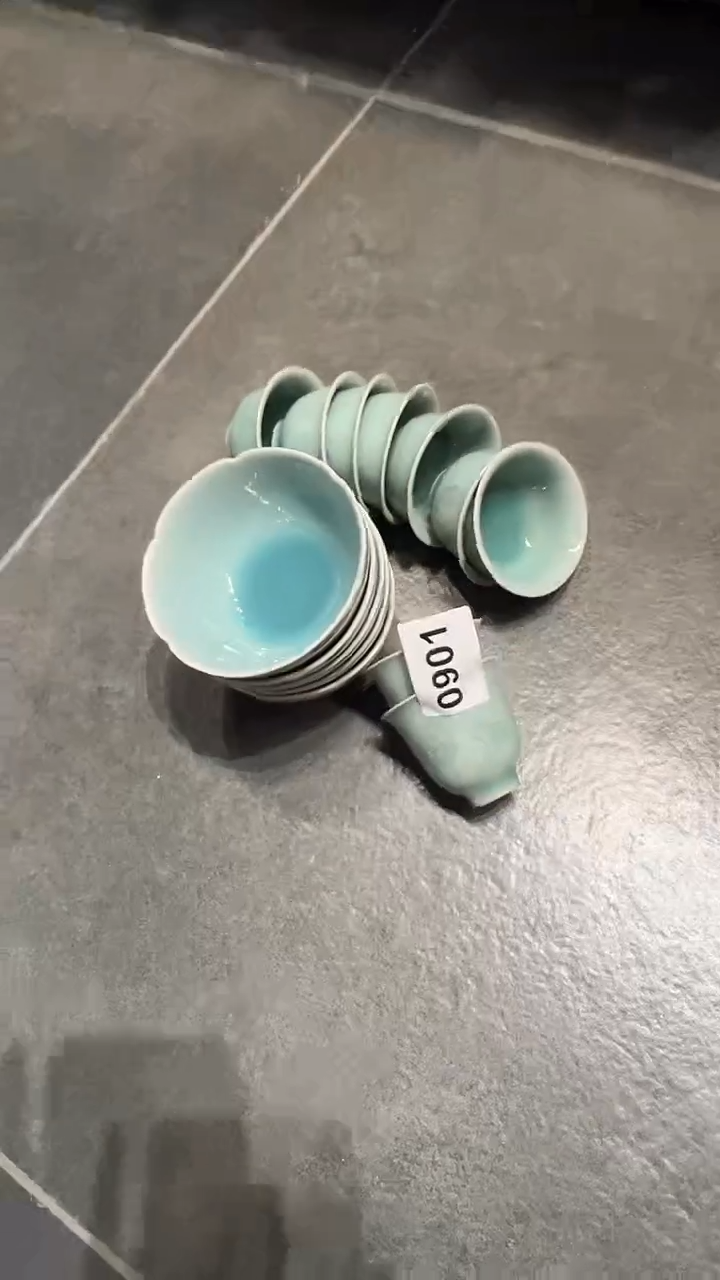 雨**处龙泉窑粉青杯0901 14个