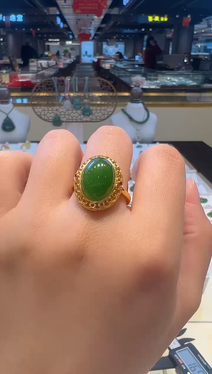 【闪购商品】和田玉戒指银S925镶嵌33
