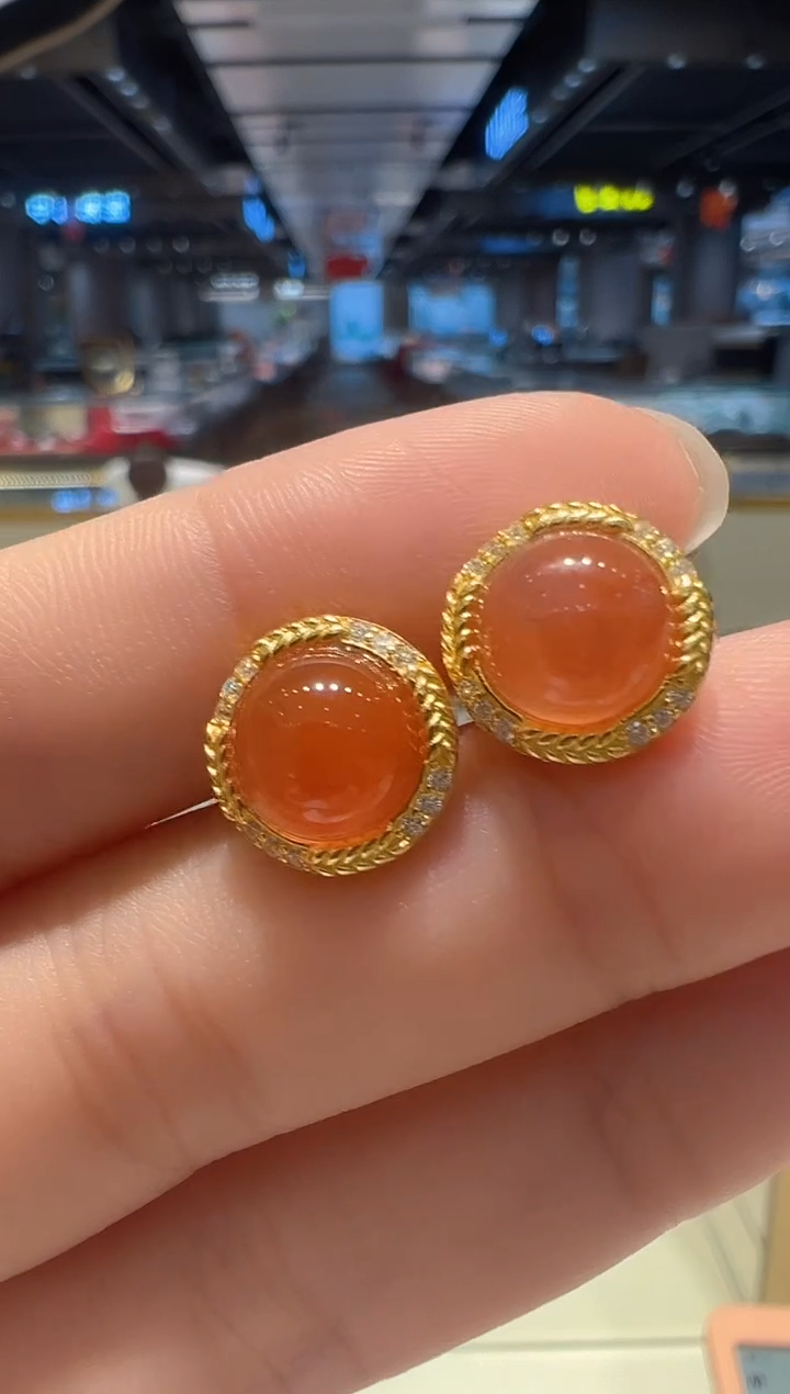 【闪购商品】南红玛瑙耳饰银S925镶嵌23