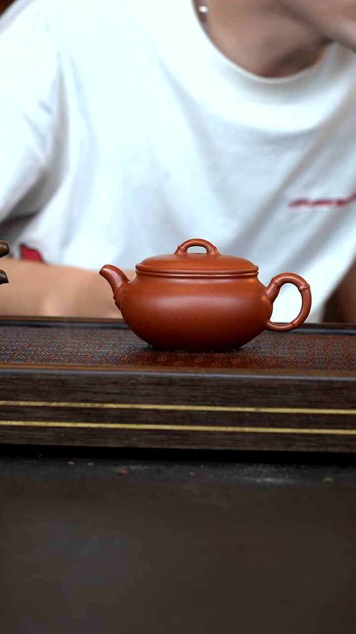 茶壶紫砂  竹韵     老朱泥    全手工   260cc