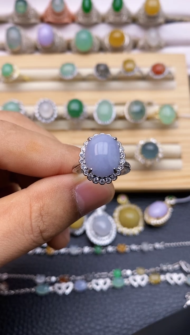 翡翠银S925镶嵌戒指/0030