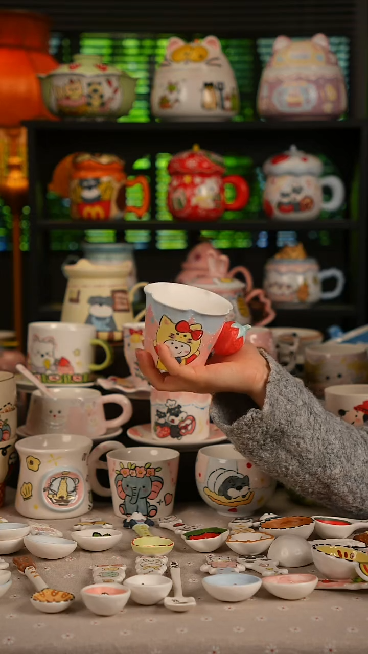 陶瓷无盖款景德镇高温釉下彩纯手绘创意瓷