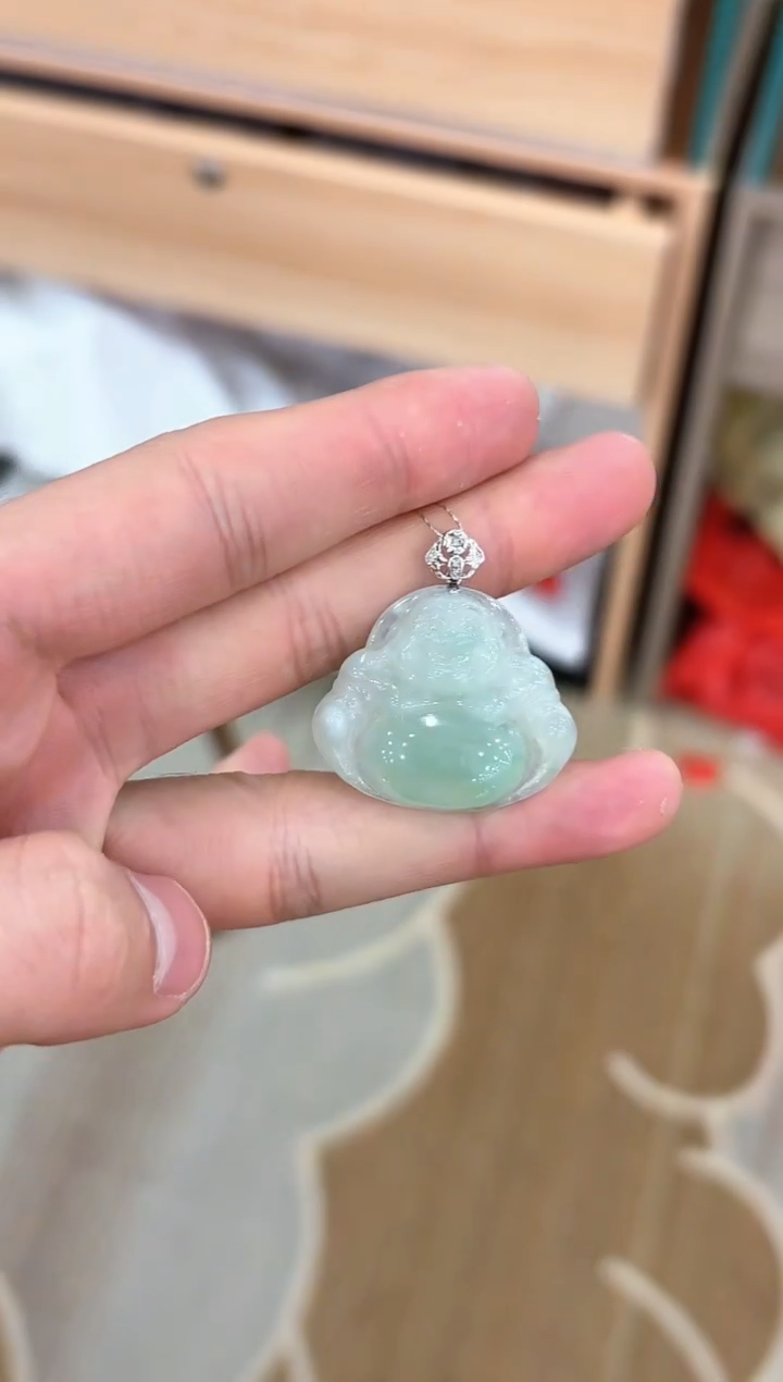 【闪购商品】翡翠颈饰18K金镶嵌佛公