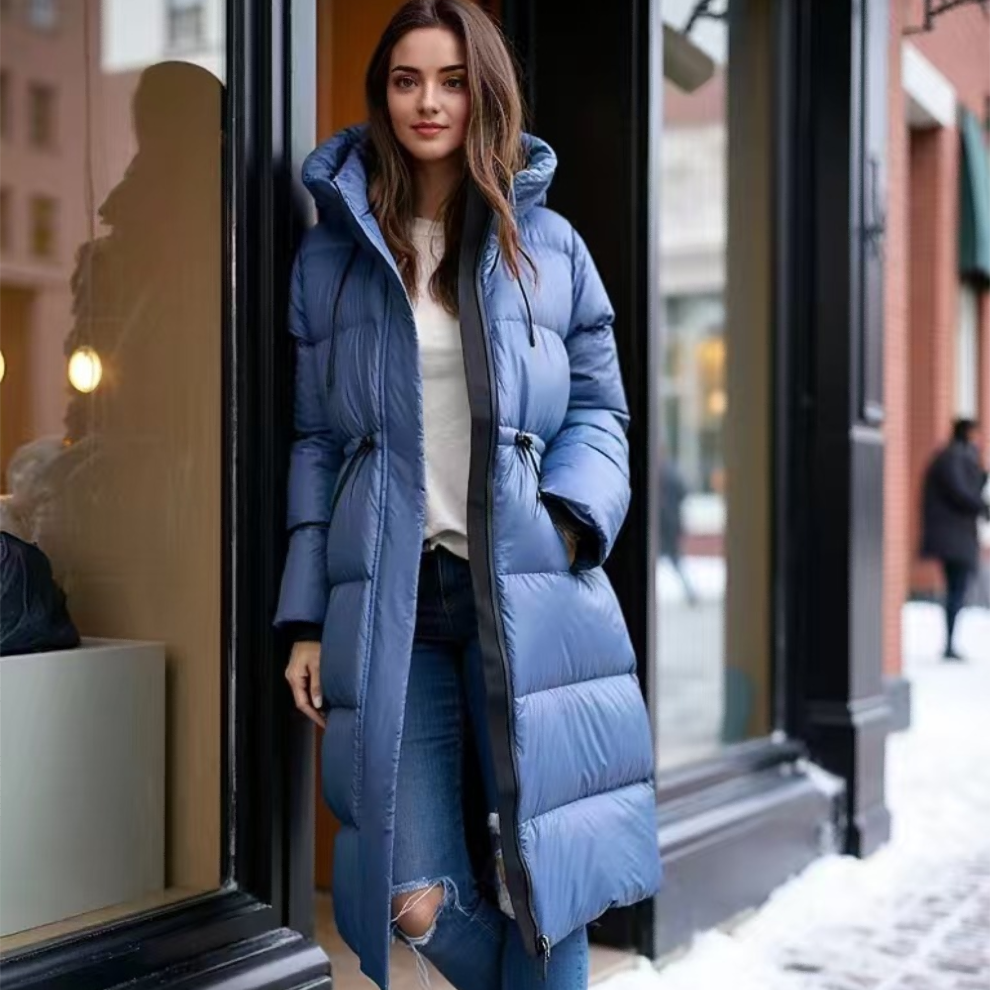 新款定制长款保暖时尚百搭加厚保暖收腰羽绒服XM