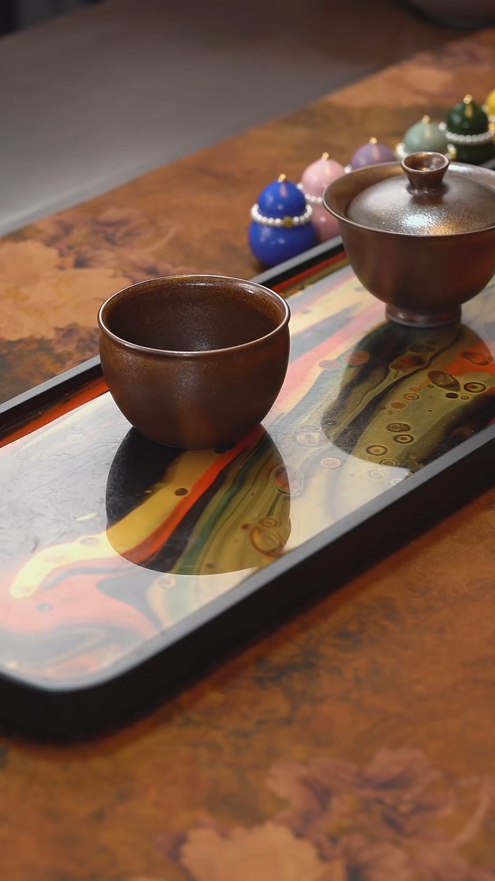 茶具柴烧缸杯-窑变釉红@@ST-C40061