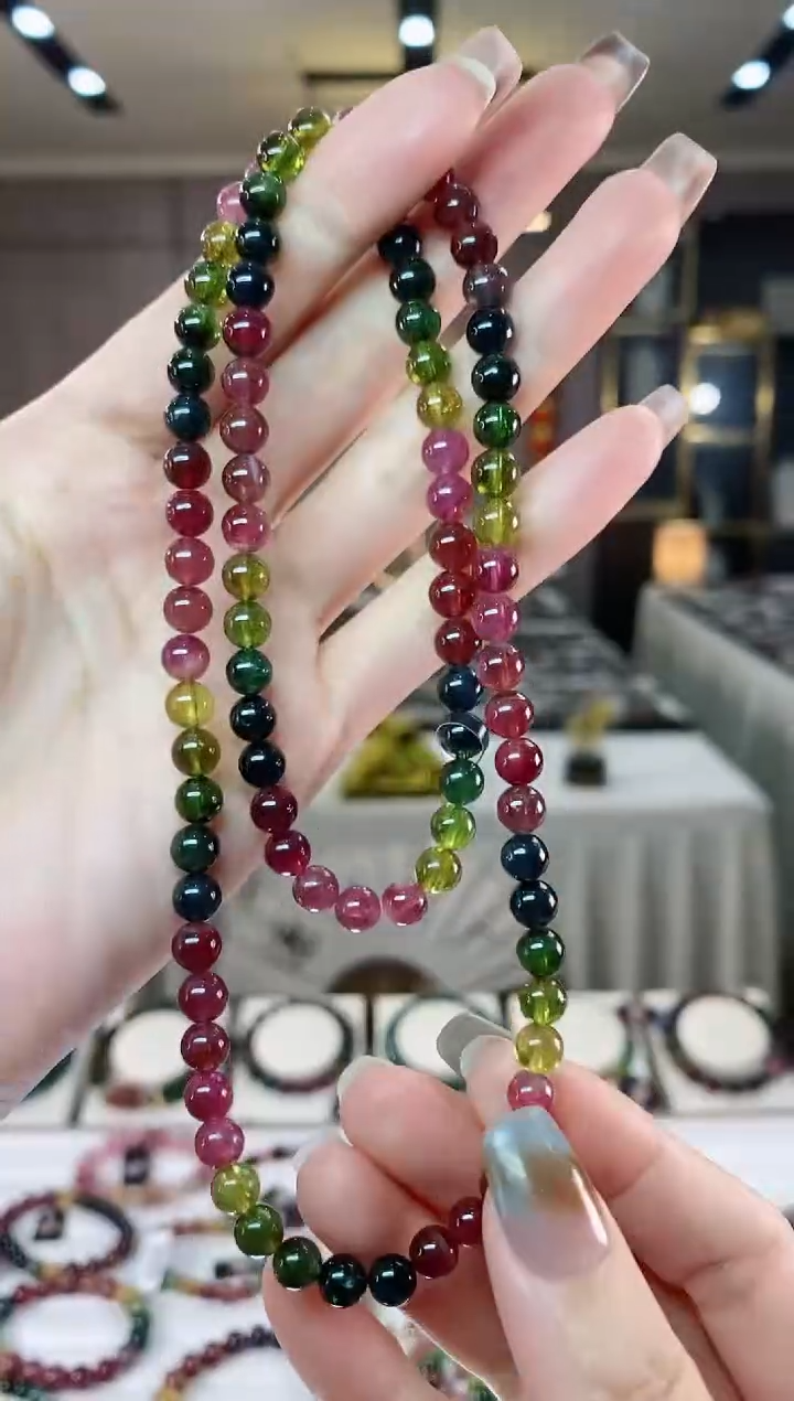 【闪购商品】碧玺三圈手串6mm+未镶嵌一物一证dan