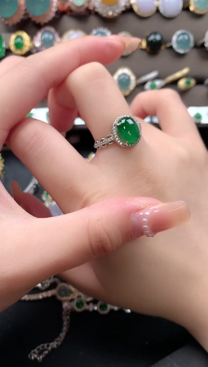 【闪购商品】翡翠戒指银S925镶嵌52141