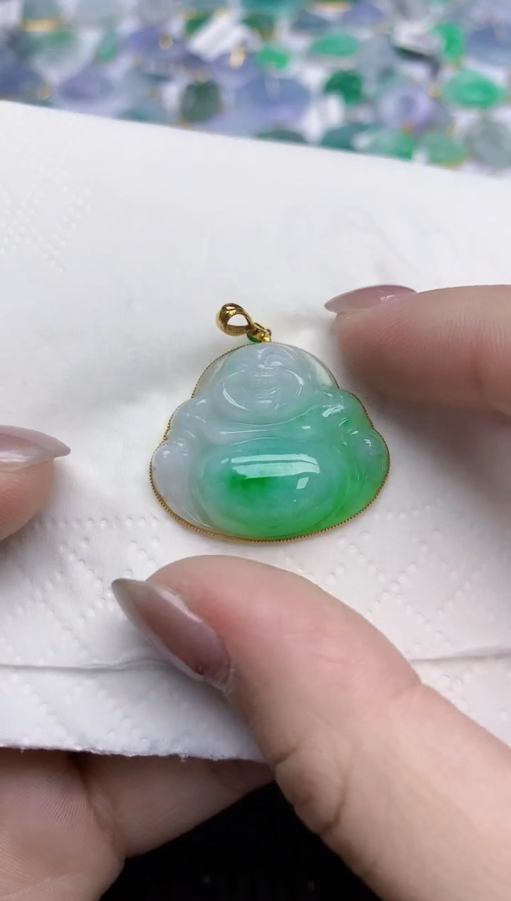 【闪购商品】翡翠颈饰18K金镶嵌天然翡翠A货