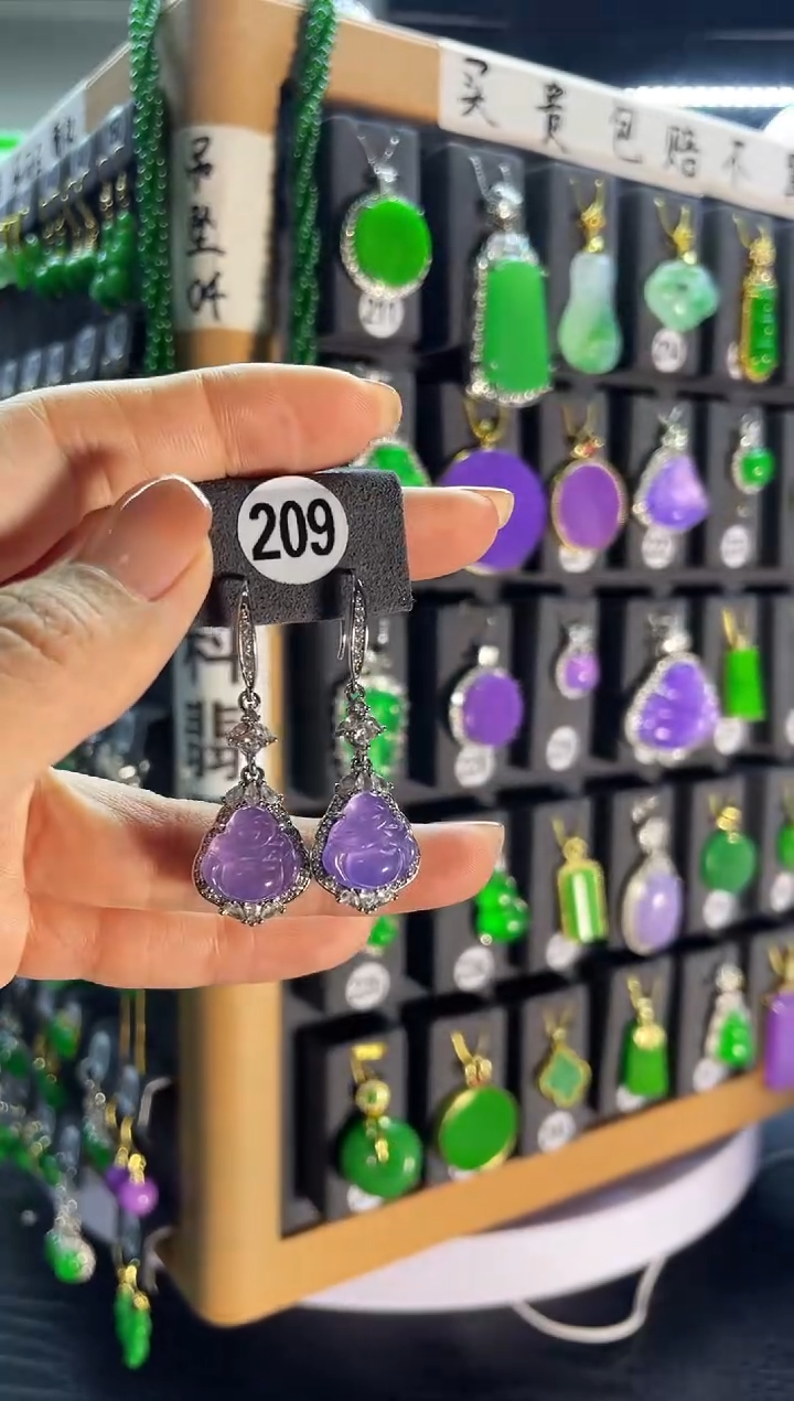 【闪购商品】翡翠耳饰银S925镶嵌209...