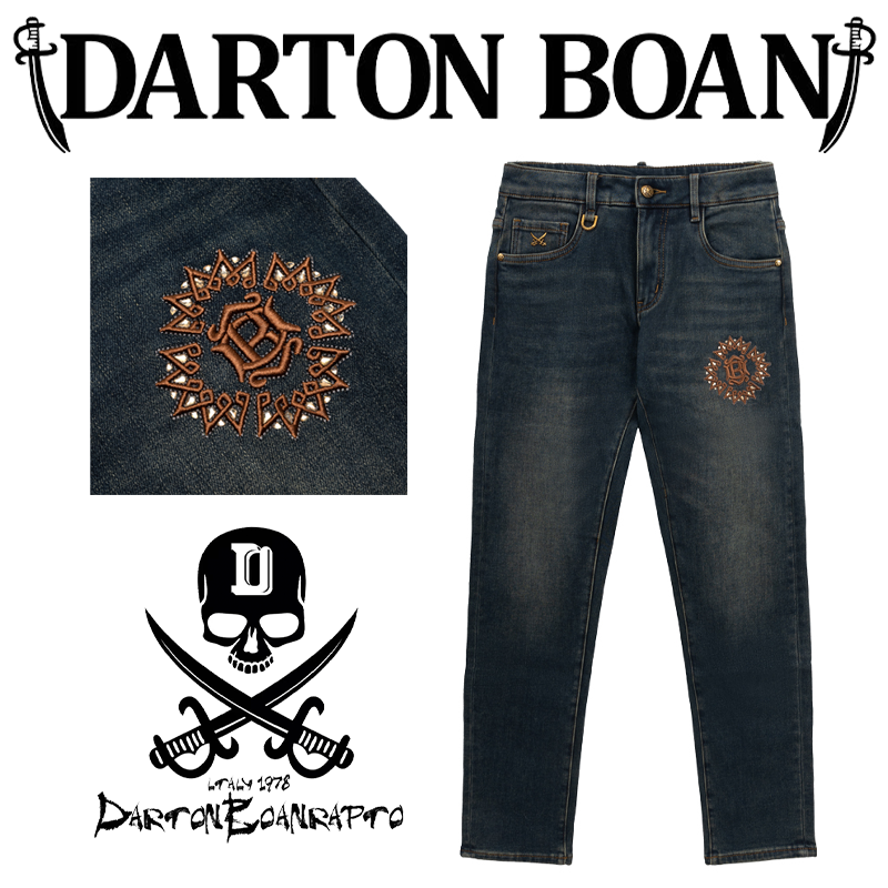 【DA双刀】秋冬新款休闲英国宫廷蓝时尚百搭微阔水洗直筒裤-020