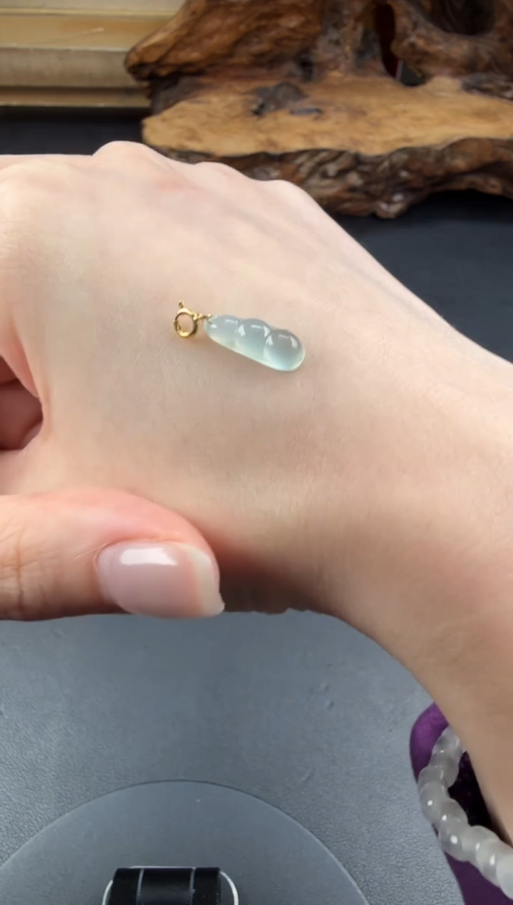 吊坠(不含链)18K金镶嵌翡翠翡翠饰品-7