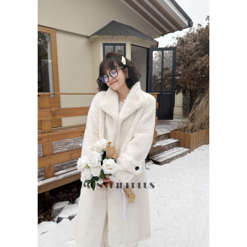 [直播专属]网红爆款立领长款法式翻领貂绒外套冬季韩系中长款631