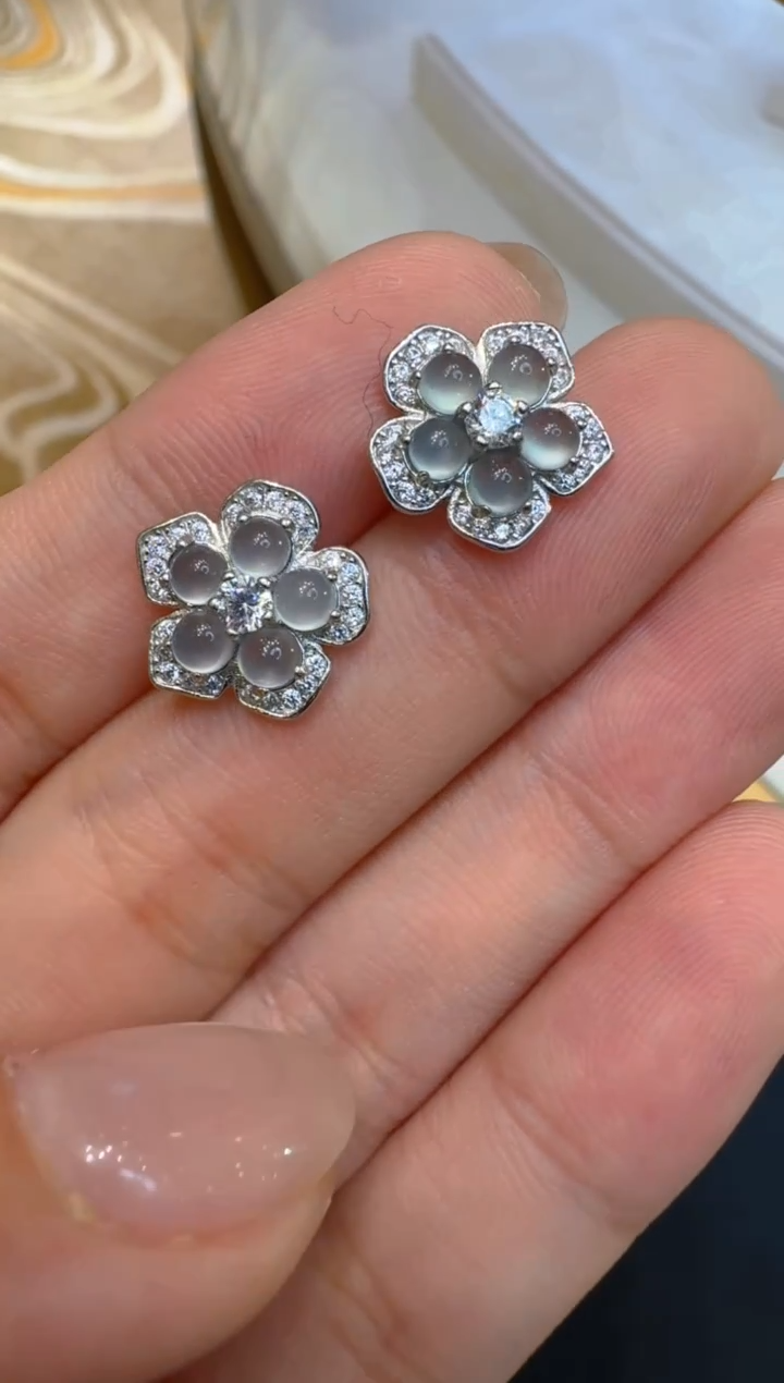 银S925镶嵌翡翠耳饰多样性团购发一件