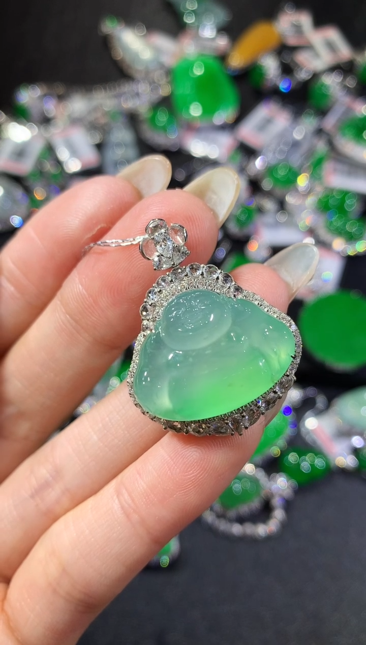 【闪购商品】翡翠吊坠(不含链)18K金镶嵌144-佛公