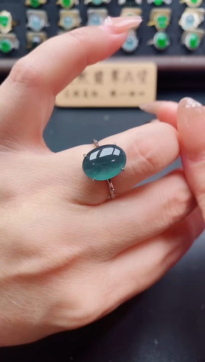 银S925镶嵌戒指翡翠1