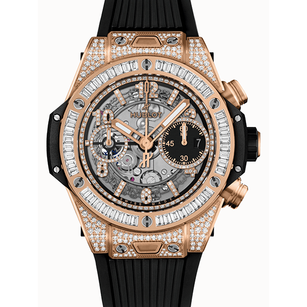 99新 Hublot/宇舶表 老佛爷/宇舶411原钻/自动/17年保卡/45mm