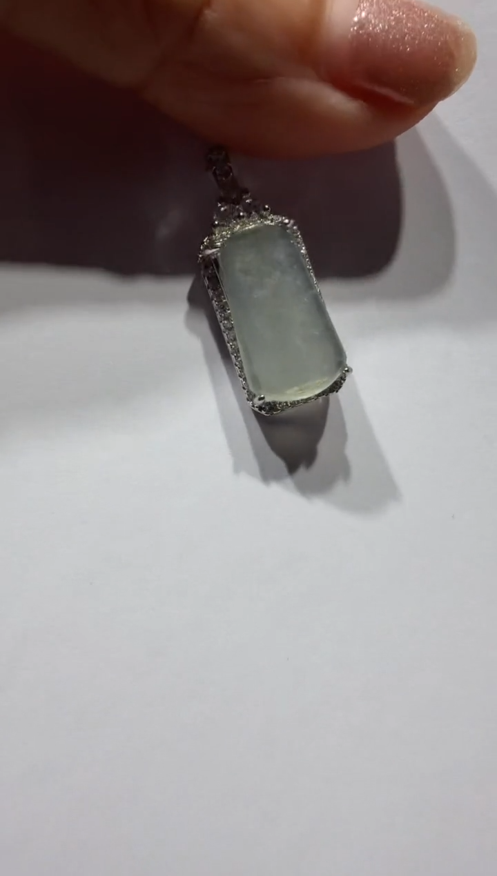 吊坠(不含链)银S925镶嵌翡翠925银镶缅甸A货翡翠吊坠