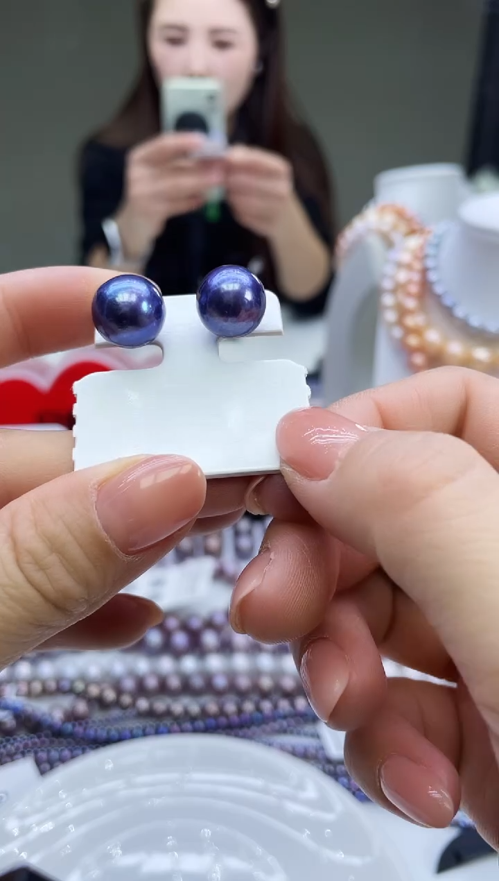 未镶嵌耳饰淡水珍珠紫色系耳饰