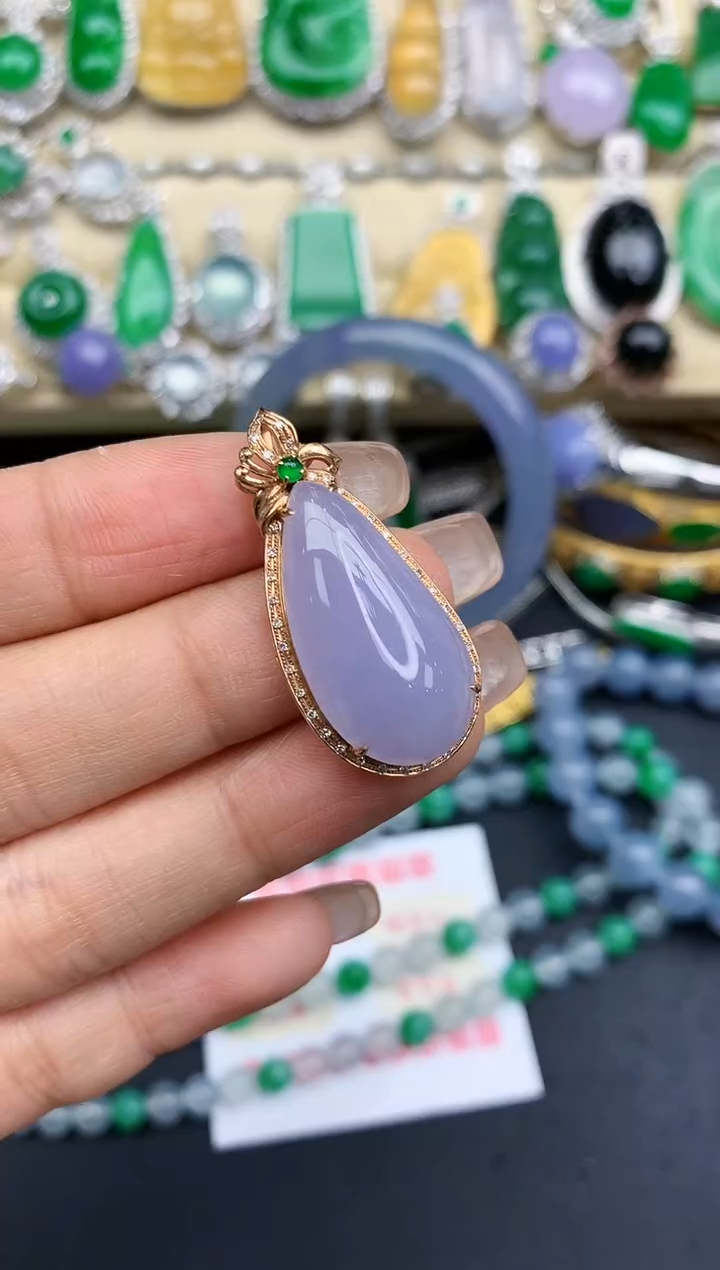 颈饰18K金镶嵌翡翠329-中国好珍宝