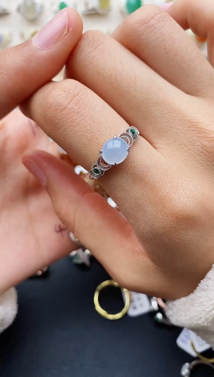 【闪购商品】翡翠戒指银S925镶嵌缅甸翡翠