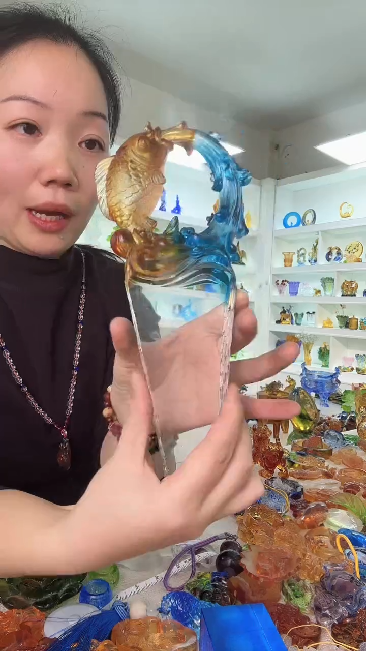 手工艺品琉璃鱼跃龙门24高