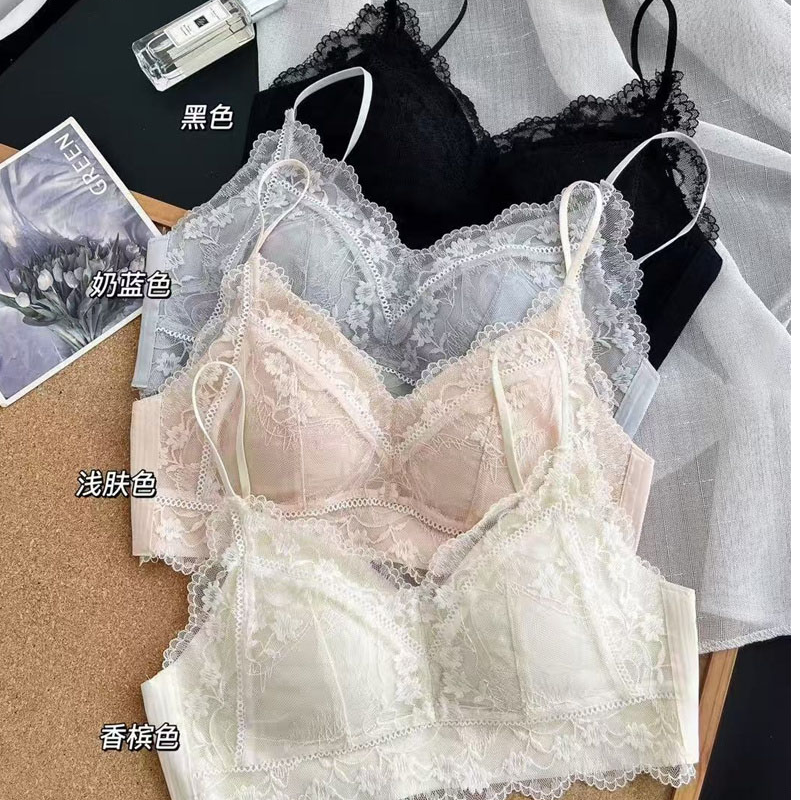 法式蕾丝美背 百搭性感细肩带背心 K18