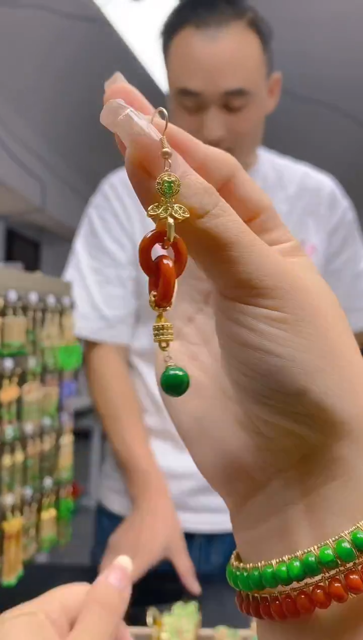 【闪购商品】翡翠耳饰合金496翡翠耳钩一个