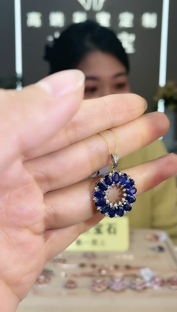 【闪购商品】蓝宝石颈饰银S925镶嵌颈饰