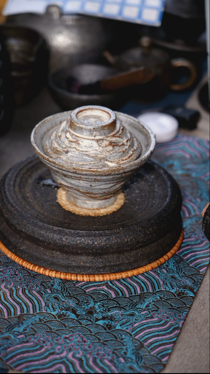 荥经砂器粉引系列盖碗