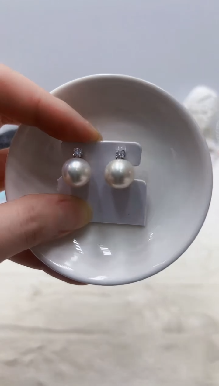 银S925镶嵌淡水珍珠DA耳饰@@be135
