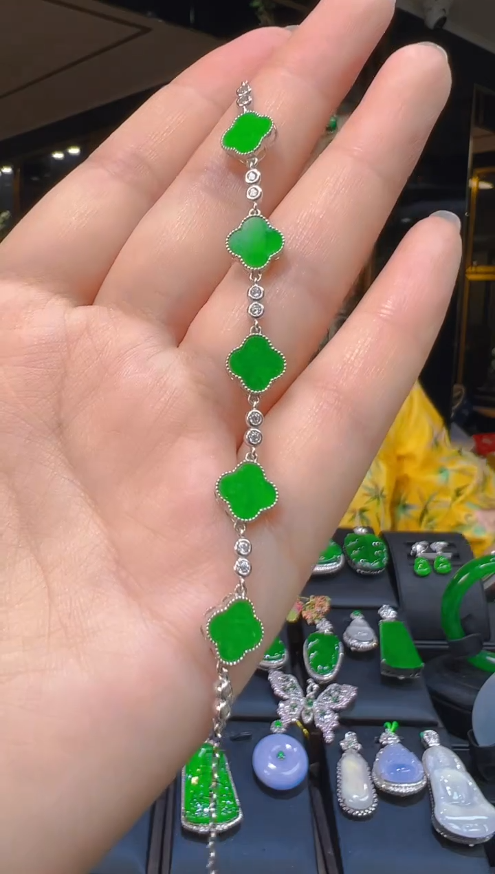 银S925镶嵌手链翡翠054