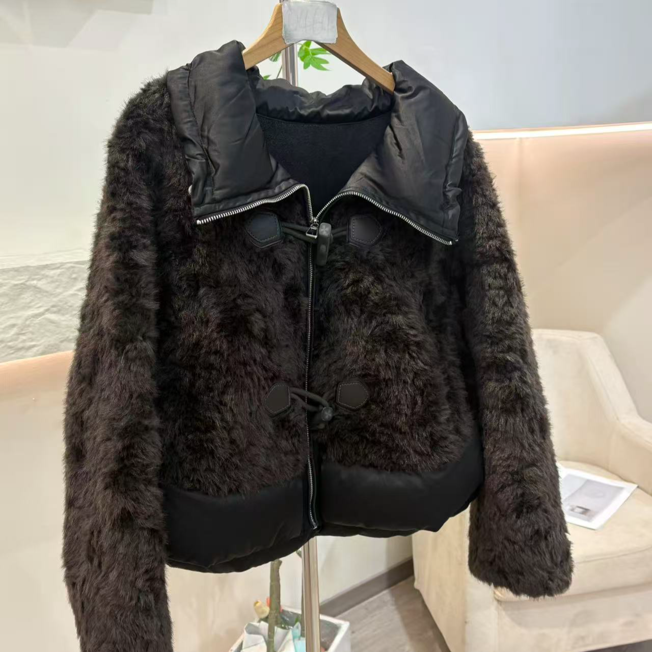 0693 YS白鸭绒柔软环保毛拼接立领羽绒服保暖外套冬季新款8203