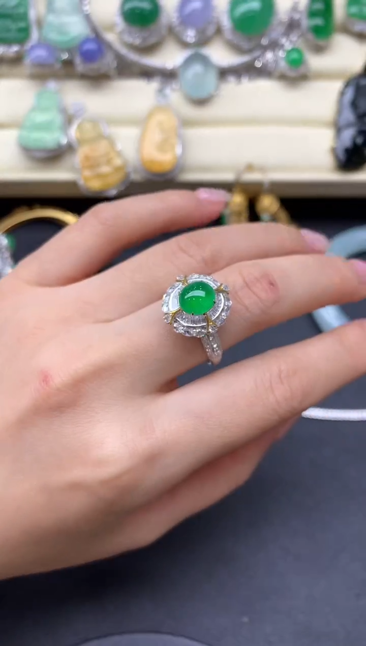 【闪购商品】翡翠戒指18K金镶嵌650-中国好珍宝