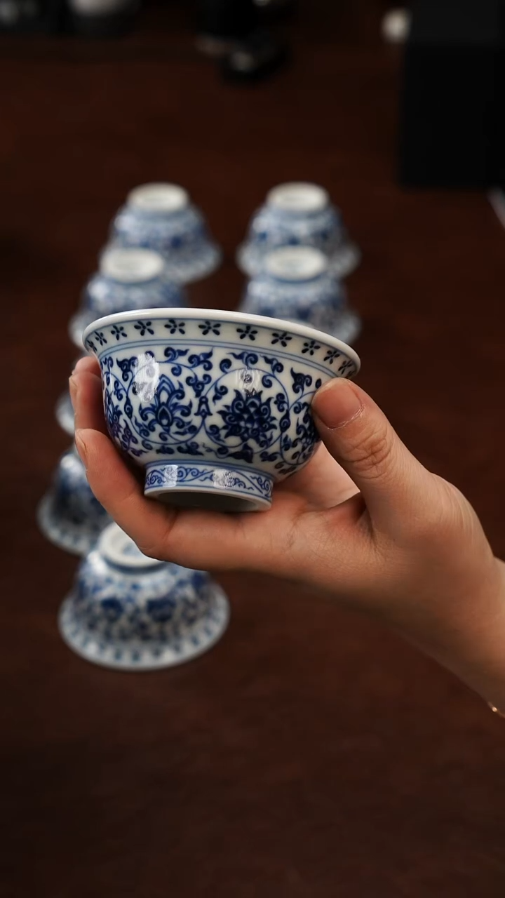 景德镇瓷器，青花瓷手绘茶具~