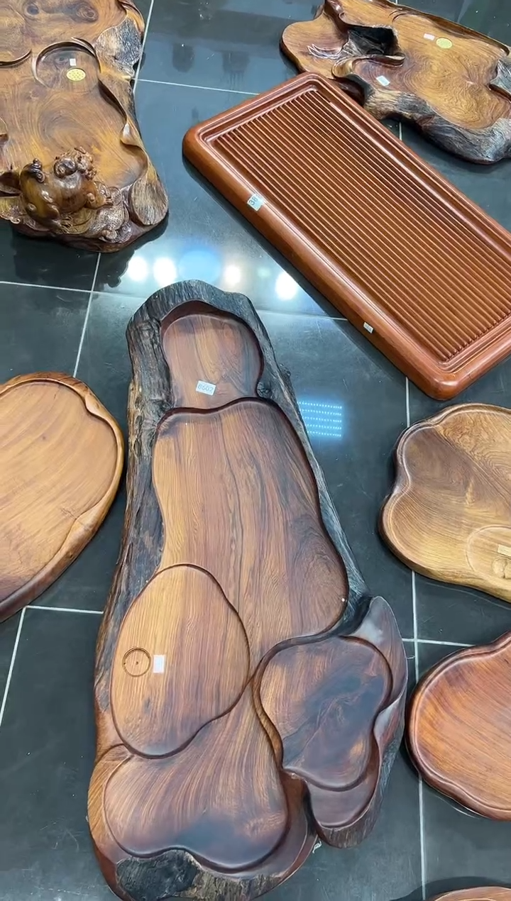 【闪购商品】大果紫檀（缅甸花梨）茶盘8602