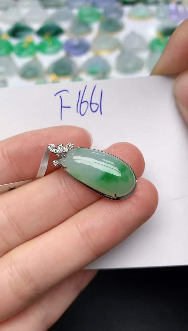 颈饰18K金镶嵌翡翠天然缅甸A货翡翠百元以上9元证书费自理