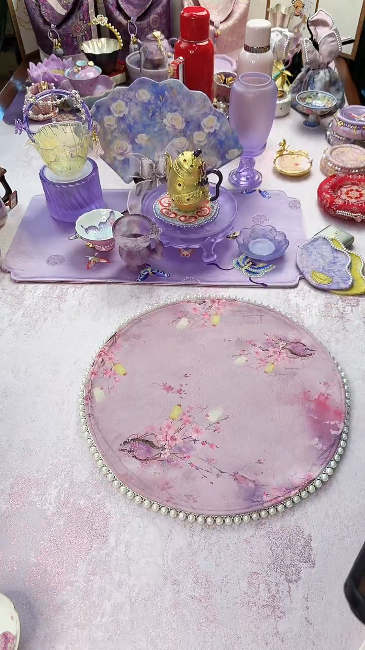 143粉色麂皮茶席