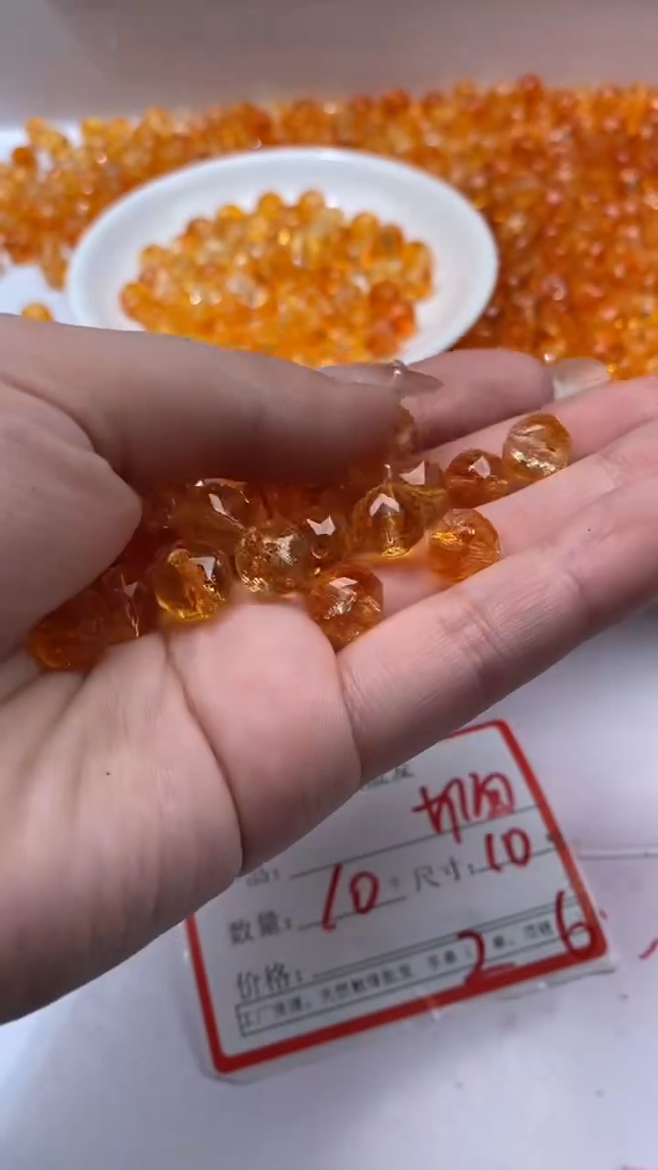 颈饰未镶嵌水晶W1800-金橙啊赛切面10mm*10颗