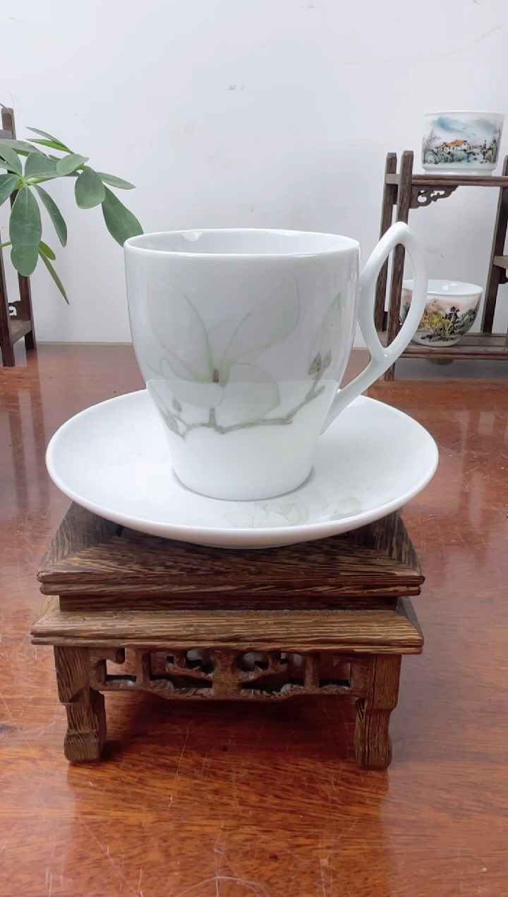 【闪购商品】1醴陵釉下彩高温手绘 杯碟套