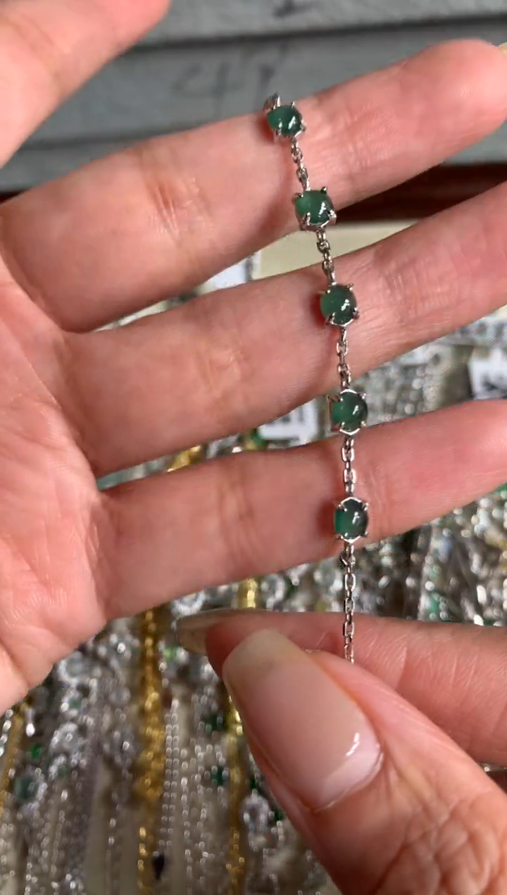 银S925镶嵌戒指翡翠手链