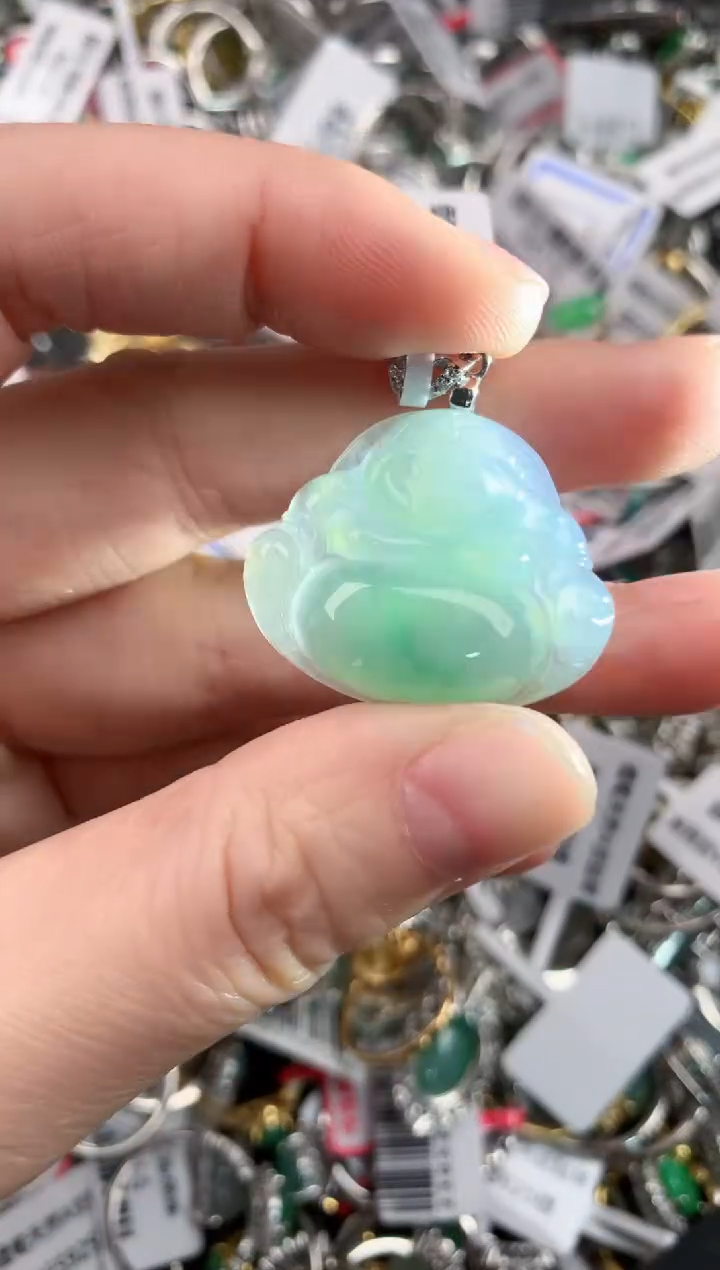 银S925镶嵌戒指翡翠444---5