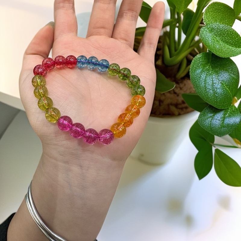 5A级净体8毫米高冰透多宝碧玺手串