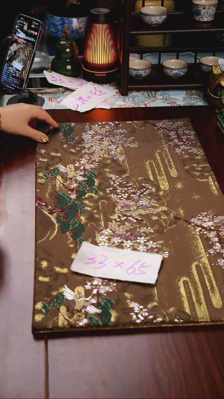 【微瑕西阵织世外桃源双面】中国风干泡织锦茶席33*65
