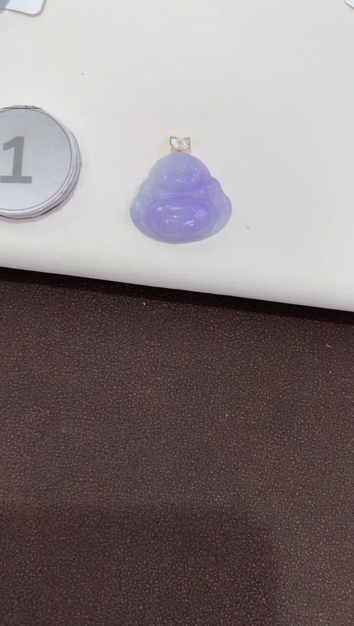 翡翠18K金镶嵌颈饰天然缅甸A货翡翠