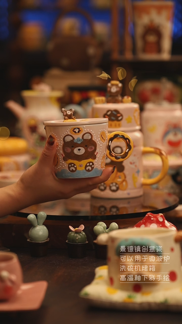 陶瓷景德镇可爱陶瓷釉下彩绘设计师款