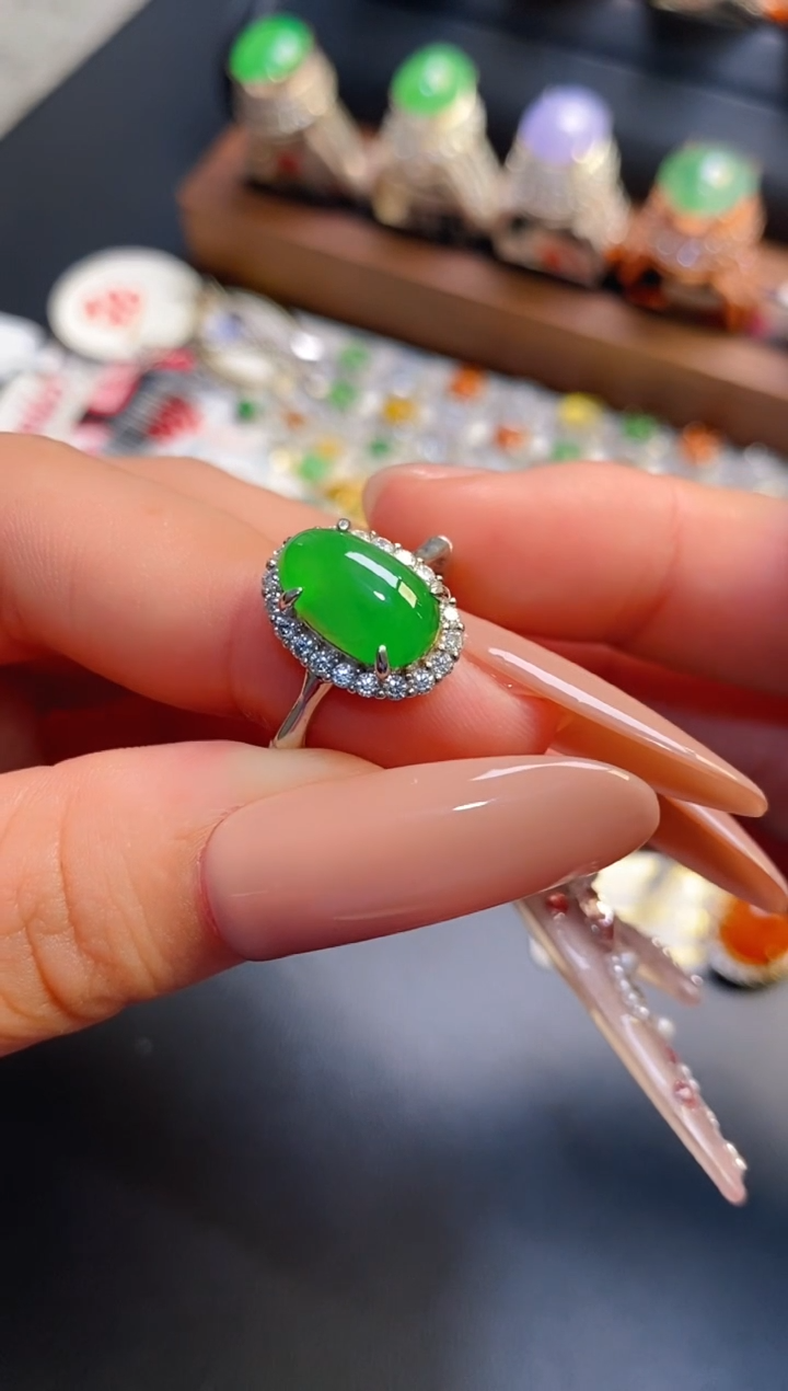 银S925镶嵌戒指翡翠天然