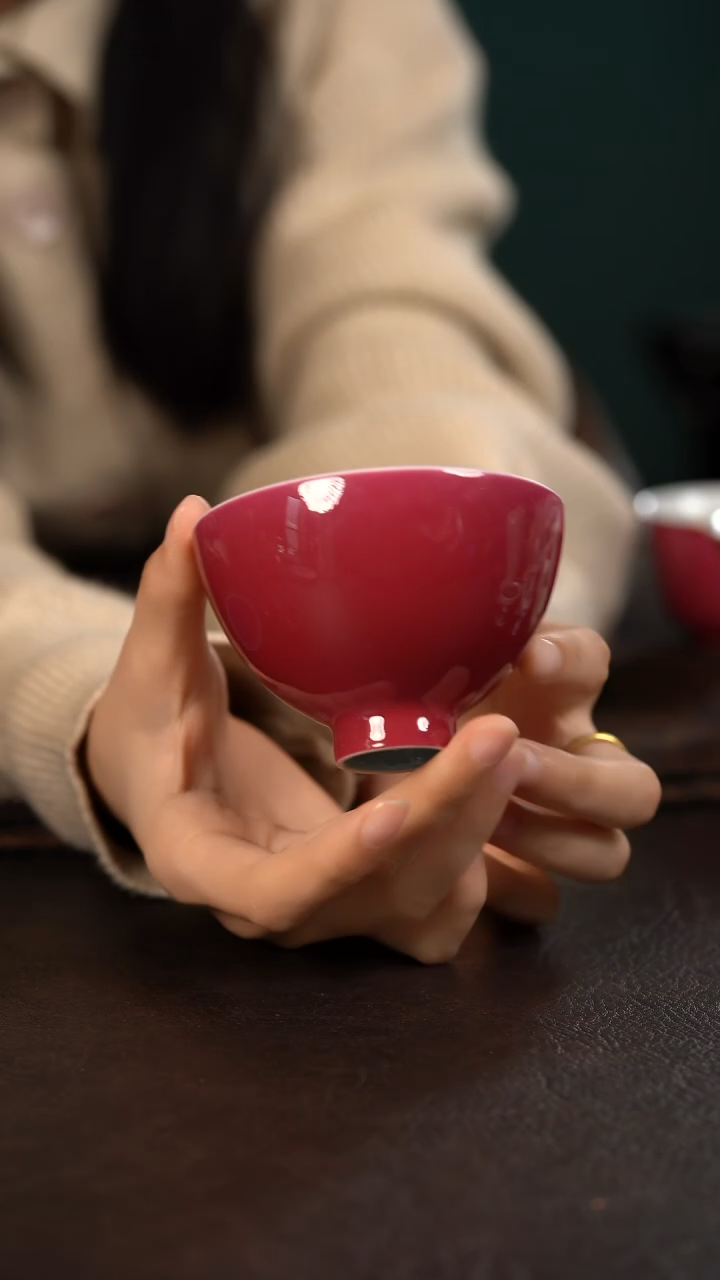 【闪购商品】杯柴烧德韶轩胭脂水松石绿鸡心杯